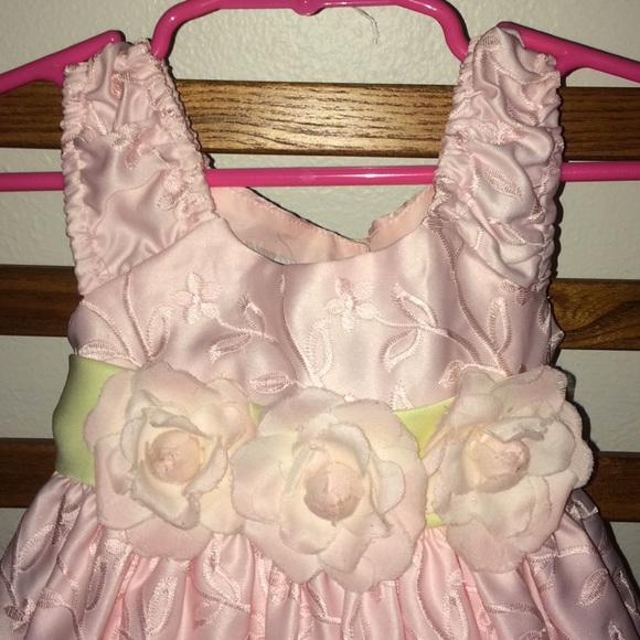 Girls Light Pink with Lime Long Dress 18 months - Picture 4 of 4